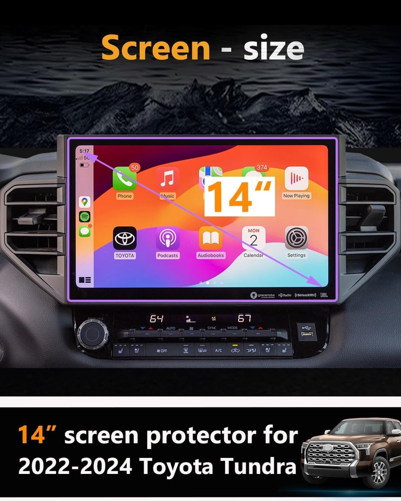 VIAROOM Screen Protector For Toyota Tundra (2022-2026),Sequoia (2023-2026) Tempered Glass Protective Film For Tundra & Sequoia 2026 2025 2024 Accessories - 14 inch - Image 2